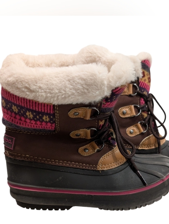 London Fog Other - London Fog Brown and Pink Faux-Fur Winter Duck Boots